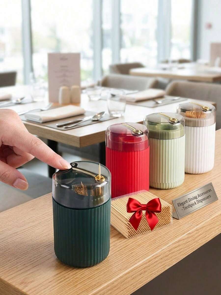 Pop-Up Automatic Toothpick Box, Luxurious Button-Type Toothpick Holder, Portable Pop-Up Toothpick Holder, Household Living Room Toothpick Holder, Button-Type Automatic Toothpick Storage Box, - Multicolor - View 1