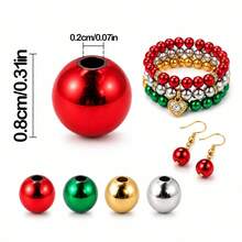 1 Box 3/4/6/8mm Gold/Silver And 8mm Christmas Color Spacer Beads, For Jewelry Making, DIY Bracelets, Necklaces, Earrings - A - View 2