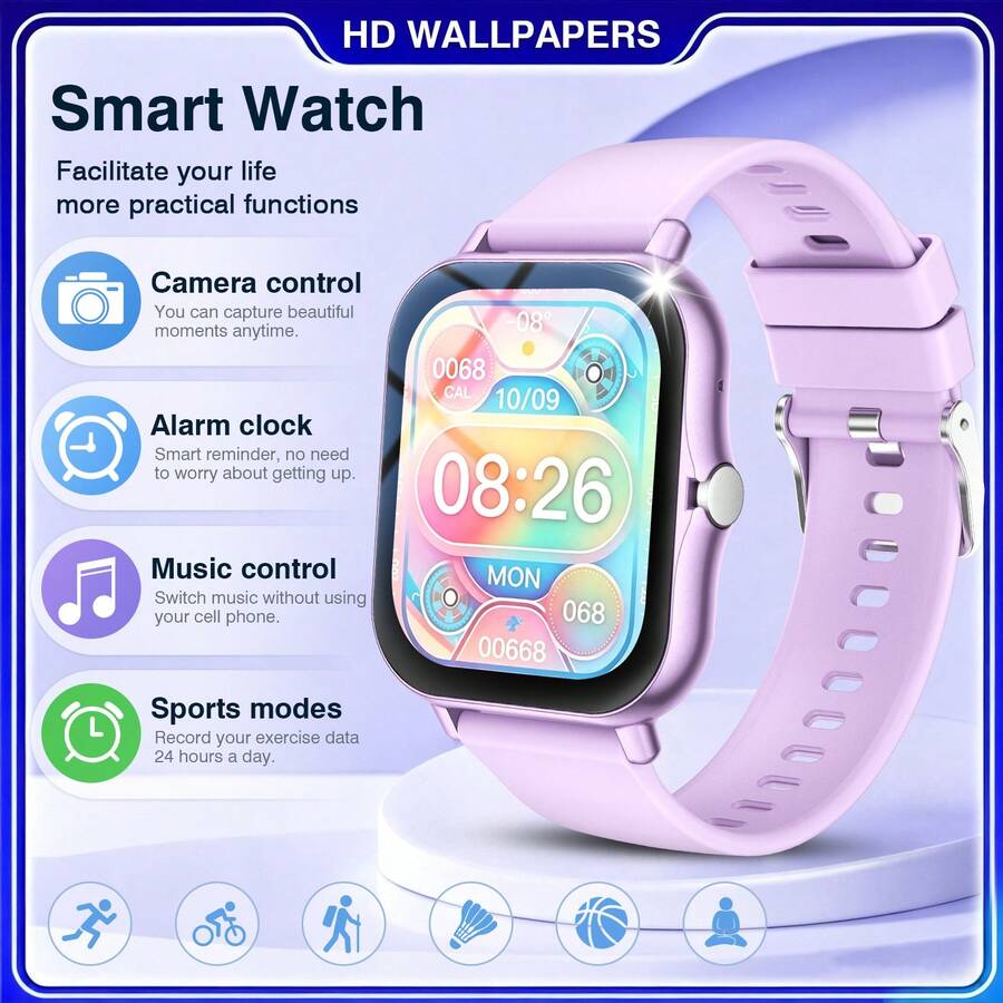 1.83-Inch Multifunctional Sports Smartwatch, Multiple Watch Face Wallpapers. Suitable For Both Men And Women, Compatible With Android And IOS. - Multicolor - View 1