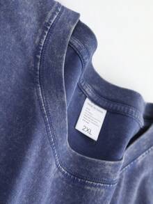 100% Cotton Crop Top T-Shirt With Gothic Lettering Foul Mouthed  , On Wooden Hanger, Glasses, Blue Jeans, Indoor Staircase, Vacation Outfitswomen - 水洗-藍色 - 查看 4