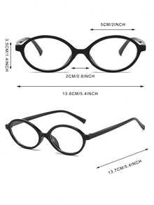 1 Pair Women's Black Oval Minimalist Solid Color Vintage Retro Style Personalized Plain Lens Glasses - Black - View 4