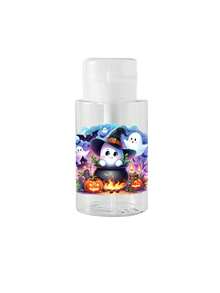 Halloween Ghost Pumpkin Monster Print Push Down Dispenser Bottle, Refillable Clear Plastic Liquid Container For Nail Polish Remover, Makeup Remover - Multicolor - View 19