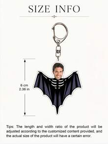Custom Halloween Photo Keychain, Spooky Bag Charm, Personalized Face Key Chain, Customized Holiday Gift, Customizable Picture Keychain Accessory - Style a - View 2