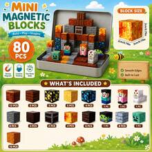 40/80pcs Magnetic Building Blocks Set, Mine Treasure Hunt Theme Educational Sensory Magnetic Blocks, Stacking Creative Game, Intelligence Development Toy, Perfect Educational Gift For Children 3 Years And Above - Multicolor - View 10