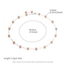 DARA S925 Sterling Silver Freshwater Pearl Necklace, 5-6mm Coral Color Beads, Starry Sky Design, Elegant Simple, Versatile For Daily Wear - Gypsophila - View 5