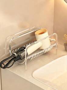Curling Iron Storage Rack Transparent Stackable Hair Tool Organizer Suitable For Curling Irons, Straighteners And Hair Dryers Multi-Layer Countertop Shelf With Cable Management Function Bathroom Bedroom Dorm Space-Saving Styling Station - Multicolor - View 7