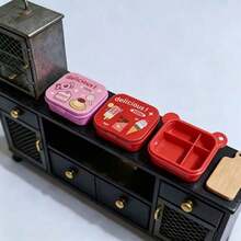 1pc/2pcs/4pcs Miniature Lunch Box Model, Mini Compartment Bento Box, Suitable For Dollhouse Restaurant Scene Decoration Accessories, Ideal Choice For Decoration Enthusiasts - Multicolor - View 5