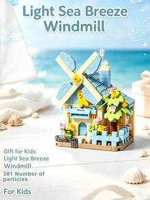 Windmill House Miniature Building Blocks, Cute Mini House Desktop Decoration DIY Toy Gift, Children's Multi-Piece Party Favor Bag, Desktop Decor, DIY Handmade, Home Decor, Office Supplies, Store Display, Art Collection, Gift Exchange - Multicolor - View 15
