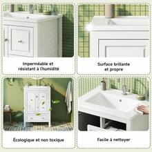 Wall Mounted Vanity Unit White 62x47x90cm - 白色 - 查看 5