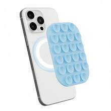 Magnetisk mobilhållare med sugkopp, kompatibel med mobilskal, Apples silikonmagnetiska hållare kompatibel med iPhone, Android-telefoner, födelsedagspresent, present till familj och vänner, sommarpresent till badrum och kök, mobilhållare som födelsedagspresent, mobiltillbehör, stark bärförmåga - ljusblå - Visa 1