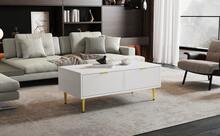 Modern White Coffee Table With Golden Accents - 白色 - 查看 11