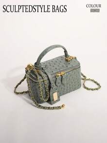 Tie-Dye Polka Dot Handheld Box Bag Versatile Zipper Small Square Bag Chain Shoulder Crossbody Bag Suitable For Commuting And Shopping - Green - View 10