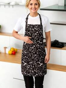 1pc Adjustable Double Pocket Apron, Chef Cooking Kitchen Restaurant Work Apron, Suitable For Coffee Shop, Bakery, Nail Salon, Western Restaurant, Fruit And Vegetable Fresh Store Staff Wear - Apron - View 10