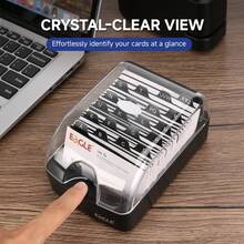 Eagle Business Card Holder Desktop Card Storage Box Push-Button Style Can Store 350 Cards A-Z Index Label Card Organizer Box Black - A - View 4