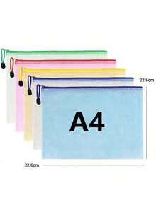 14/7/5/1pc Waterproof A3A4 Zippered PVC Project Folders With Colorful Grid Design - Art And Document Organizer Bags - Color - View 8