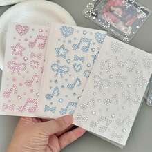 [Back To School]4pcs/3pcs/2pcs/1PC 3 Colors 2 Styles Solid Color Rhinestone Stickers, Including Heart, Bow, Musical Note And Other Geometric Patterns, Suitable For Students' Decoration Cards, Gifts, Notebooks, Diaries, And Can Also Be Used As Gifts - Multicolor - View 9