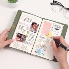 A6 PU Leather Budget Binder Notebook, 3‑Set Inner Pages Total 200 Pages Refillable Loose‑Leaf Travel Journal, Elastic Band Closure, Multi‑Color Portable Work‑Study Daily Planner - Multicolor - View 4