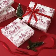1 Roll Of Wrapping Paper Featuring A Red Santa Claus And Christmas Tree Pattern; Suitable For Christmas, Holiday Decorations, Birthday Parties, Gift Wrapping, And Holiday Gift Boxes-Dimensions: 43 Cm * 500 Cm (17 In * 16.4 Ft) - Multicolor - View 9
