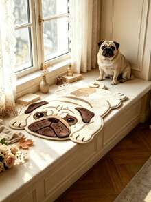 1pc Pug Shaped Area Rug, Pink Bedroom Decor, Small Rug, Carpet, Home Decor, Living Room Rug, Living Room Small Rug, Bedroom Rug, Living Room Home Decor, Outdoor Rug, Washable Rug - Multicolor 5 - View 1