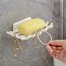 No-Drill Wall-Mounted Soap Holder, Self-Adhesive Hollow Mesh Drainage Soap Rack, Ventilated Soap Storage Rack, Detachable Plastic Soap Storage Box, Keeps Soap Dry, Bathroom And Kitchen Sink Accessory, Available In Black And White - Multicolor - View 7