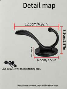 Double Layer Extra Large Thickened Wall Hook, Vintage Black Surface Treatment, Easy To Install, Vintage Style, Suitable For Entryway, Kitchen, Closet, Behind Door And Home Decor - B - View 5