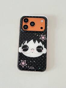 卡通大眼圖案個性化手機殼，可愛時尚蘿莉塔風格保護殼，相容 iPhone 17/ 17 Pro Max/ 16 Pro Max/ 15 Pro/ 14/ 13/ 12/ 11，送給家人/朋友/姊妹/女友的完美禮物 - 黑色大眼睛 - 查看 2