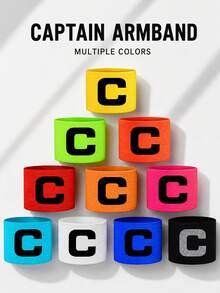 Elastic Football Captain Armband With C Logo For Team Identification, Adjustable, Suitable For All Ages And Genders, For Outdoor Activities, Football, Rugby, Basketball, Volleyball, Football Team Accessory - Multicolor - View 8