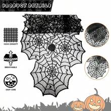 1pc Halloween Asymmetrical Spider Web Table Runner, Hollow Lace Black Vintage, Suitable For Party Atmosphere Decoration And Home Decor, Party Dining Table Decoration, Kitchen, Fireplace Mantel, Bedroom Decoration Table Runner - Spider Web Table Runner - View 7