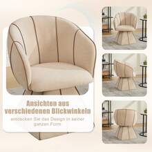 Ottoman Chair Camel Chenille Fabric - Ergonomic For Living Room Or Bedroom - 駝色 - 查看 3