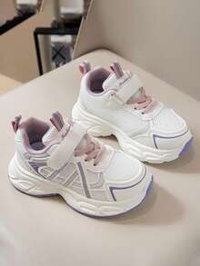 1 Pair Children's Soft Sole Anti-Slip Fashion Casual Breathable Thick Bottom Sports Shoes, Suitable For Spring And Autumn Wear - Purple - View 3