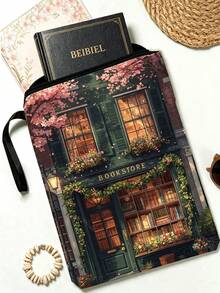 Bookstore Floral Pattern Bible Bag, Bible Storage Bag, Bible Box, Bible Cover, Fashionable Minimalist Easter Jesus Bible Bag, With Handle And Zipper Pocket, Portable, Cross, Flower, Letter Pattern Bible Bag, Bible Protective Cover, Bible Book Cover, Bible Stationery, Study Accessories, Multi-Functional Daily And Book Protection Large Capacity Storage Bag, Standard Size Bible Bag, Ideal Choice For Adult Storage And Organization - Multicolor - View 2