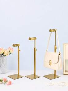 1/2/3 Pcs Adjustable Height Hanging Bag Rack, Titanium Gold Stainless Steel Handbag Display Stand, Multi-Functional Hat Jewelry Bag Storage Organizer Rack, Suitable For Home Closet, Boutique, Exhibition, Shopping Mall - Round Inner Rod A-head Brushed Titanium - View 10