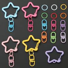 65pcs DIY Keychain Making Kit, Random Mixed Colors, Includes 50pcs Open Jump Rings, 10pcs Swivel Lobster Clasps, 5pcs Star-Shaped Spring Clasps, Suitable For DIY Doll Keychain, Bag Charm, Car Key Chain, Portable Hook Accessories, Keychain Making Materials, DIY Keychain Accessories - Accessory Set - View 9