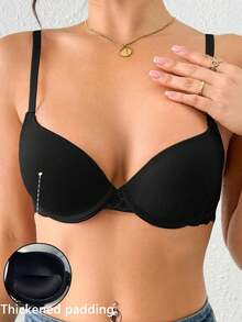 Women's Lace Padded Push Up Bra - Black - View 2