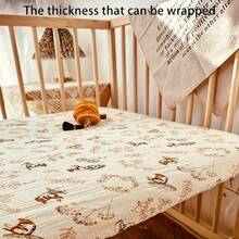 Yue Ye 1pc Baby Cotton Gauze Bed Sheet, Pure Cotton Crinkle Fabric, Fits Standard Crib Size, Baby Shower Gift - Multicolor - View 7