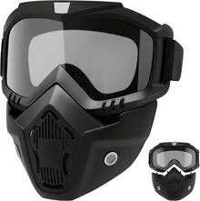 Máscara con gafas desmontables, utilizada para cortar césped, andar en bicicleta y realizar cortes. | Gafas protectoras + protector facial. Lente de alta definición resistente a los arañazos, amplio campo de visión. Protección UV, ligero, compatible con cascos y auriculares. - 1 - Ver 2