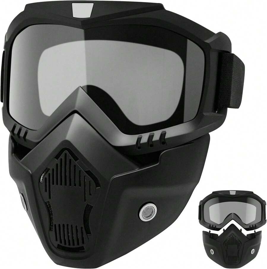 Máscara con gafas desmontables, utilizada para cortar césped, andar en bicicleta y realizar cortes. |   Gafas protectoras + protector facial. Lente de alta definición resistente a los arañazos, amplio campo de visión. Protección UV, ligero, compatible con cascos y auriculares.