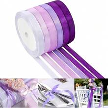 6pcs 10mm X 22m Satin Ribbon, Multi-Color Fabric Tape, Gift Ribbon, Suitable For Packaging & Holiday Decoration & Wedding & Bouquet & DIY Decoration - View 15
