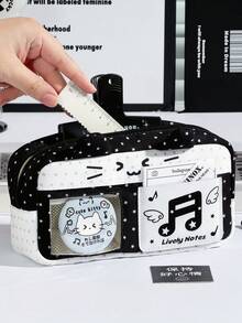 1pc Double‑Star Music Note Cat Ear Ita Pencil Pouch, Aesthetic Clear Window Pen Bag, Large Capacity Student Stationery Pouch, Ideal For Student Daily Use, Collection Display, Stationery Gift - Multi Colors - View 5