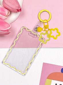Transparent ID Card Holder With Star Bell Keychain, Durable And Fashionable, Designed For Women. Made Of Playful And Practical Plastic Structure, Essential For Campus Life, Beautiful Design, Equipped With Star Bell Buckle, Can Store ID Card, Bank Card, Bus Card And Keys, Essential ID Protection Holder For Campus Life, Essential For Students, Practical And Fashionable, Fashionable Keychain, Suitable For ID Card, Credit Card, Bus Pass And Keys, Back To School Season, Graduation Season, Teacher's Day - Multicolor - View 17
