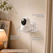 1pc Wall-Mounted Camera Bracket, No-Drill Adhesive Mount, Home Storage Shelf, Fixed Security Camera Holder Tray - Multicolor - View 5