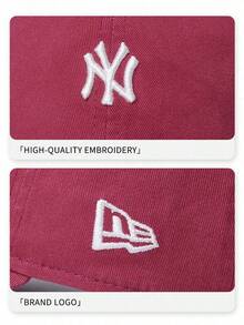 New Era NY Logo Embroidered Baseball Cap, Casual Soft Top Adjustable Curved Brim Dad Hat - Red - View 5