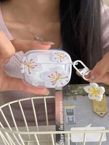 1件大尺寸白色蓮花圖案耳機保護殼，適用於Apple 4分開式無線藍牙耳機 Pro2，柔軟極簡中性保護殼 2 Pro 3代 4代，女孩返校禮物 生日禮物 聖誕禮物 - 白色 - 查看 12
