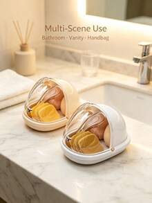 1PC/4PCSPortable Flip‑Lid Makeup Sponge Storage Case, Dust‑Proof Cosmetic Puff Organizer Box, Transparent Visible Cover Design, Holder For Makeup Sponge And Makeup Puffs, Compact Storage Container For Desktop Vanity And Outdoor Travel Use - Multicolor - View 9