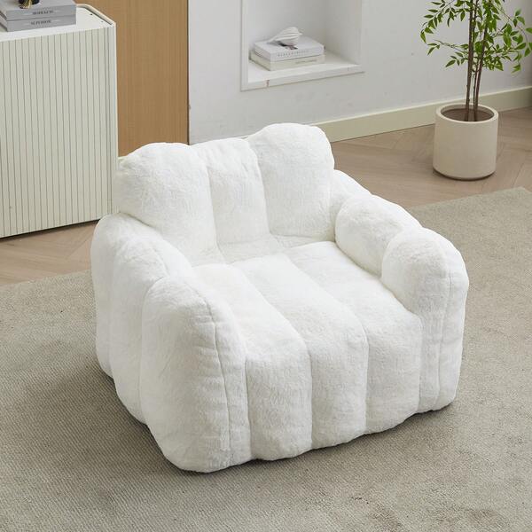 Love Bean Bag, Adult Seat, Ready To Use With No Assembly Required And Easy To Move, Suitable For The Living Room, Bedroom, And Other Spaces, White