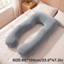AVXLRQ Cooling U-Shaped Pregnancy Pillow, Full Body Support Maternity Pillow, Removable Polyester Pillowcase, Machine Washable, Soft And Comfortable - Light Grey - View 10