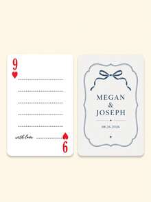 1Set (54 Pcs) Personalized Custom Wedding Playing Cards, Replica Card Deck With Editable Text & Guest Book Lines, Unique Reception Table Favors & Keepsakes For Bridal Couples Guests Friends Family, Elegant Wedding Party Gift Idea - Multicolor 3 - View 13