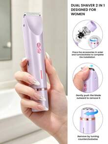 SKYWORTH 400mAh 2-In-1 Dual Head Electric Shaver For Women, Portable Travel Razor For Face, Bikini, Legs, Rechargeable, Compact And Lightweight - View 12