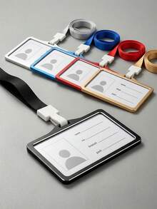 2/6 Sets Multicolor Aluminum Alloy ID Card Holders With Lanyards, Double-Sided Transparent Window Badge Holders, Suitable For Office Staff, Teachers, Nurses, Exhibitions, Back To School, Campus, Events, Detachable Lanyards - Multiple Specifications - View 5