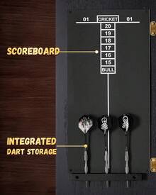 Wall Mount Sisal Bristle Dart Board Cabinet Set Built-In Scoreboard Complete Game Kit With 6 Steel-Tip Darts Indoor Entertainment For Game Room Bar Apartment - 1 - View 9